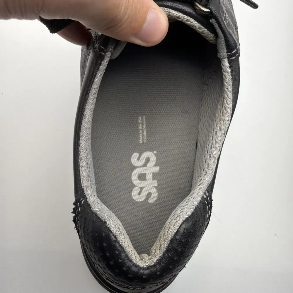 SAS Sporty Lux Walking Shoes Sneakers Women's Size 10 S Black Leather Orthotic